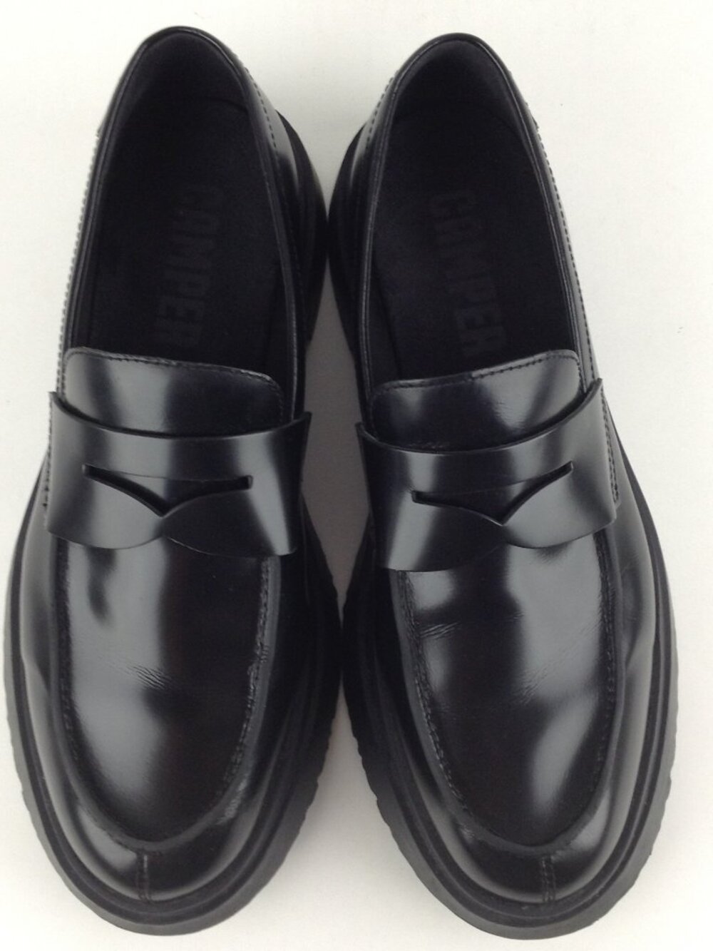 CAMPER Walden Black Leather Lug Chunky Sole Loafers